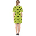 Large Black Polka Dots On Acid Green - Sixties Short Sleeve Mini Dress View2