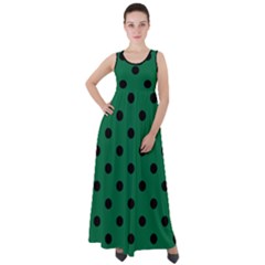 Large Black Polka Dots On Cadmium Green - Empire Waist Velour Maxi Dress by FashionLane