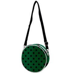 Large Black Polka Dots On Cadmium Green - Crossbody Circle Bag by FashionLane