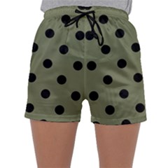 Large Black Polka Dots On Calliste Green - Sleepwear Shorts by FashionLane