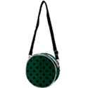 Large Black Polka Dots On Christmas Green - Crossbody Circle Bag View1