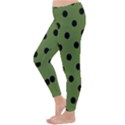 Large Black Polka Dots On Crocodile Green - Classic Winter Leggings View2