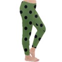 Large Black Polka Dots On Crocodile Green - Classic Winter Leggings View3