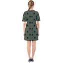 Large Black Polka Dots On Kombu Green - Sixties Short Sleeve Mini Dress View2