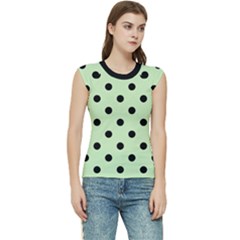 Large Black Polka Dots On Tea Green - Women s Raglan Cap Sleeve Tee by FashionLane