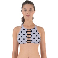 Large Black Polka Dots On Cloudy Grey - Perfectly Cut Out Bikini Top by FashionLane