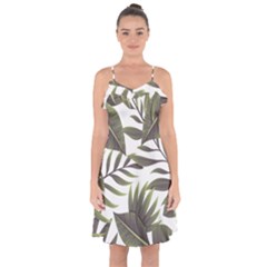 Tropical Leaves Ruffle Detail Chiffon Dress by goljakoff