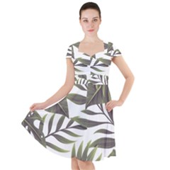 Tropical Leaves Cap Sleeve Midi Dress by goljakoff