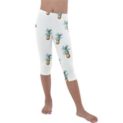 Tropical Pineapples Kids  Lightweight Velour Capri Leggings  by goljakoff