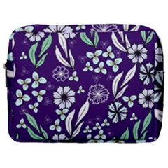 Floral Blue Pattern  Make Up Pouch (large) by MintanArt