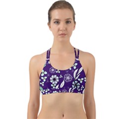 Floral Blue Pattern  Back Web Sports Bra by MintanArt