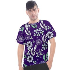 Floral Blue Pattern  Men s Sport Top by MintanArt