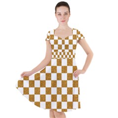 Checkerboard Gold Cap Sleeve Midi Dress by impacteesstreetweargold