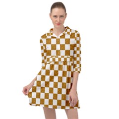 Checkerboard Gold Mini Skater Shirt Dress by impacteesstreetweargold