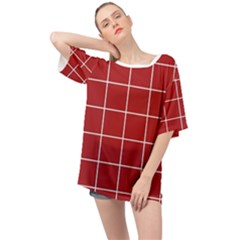 Red Plaid Oversized Chiffon Top by goljakoff