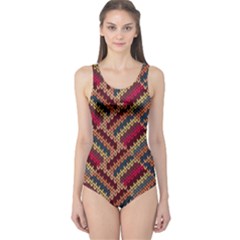 Geometric Knitting One Piece Swimsuit by goljakoff