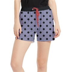 Large Black Polka Dots On Flint Grey - Runner Shorts by FashionLane