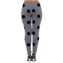 Large Black Polka Dots On Just Grey - Lightweight Velour Leggings View2