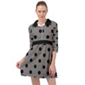 Large Black Polka Dots On Just Grey - Mini Skater Shirt Dress View1