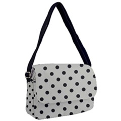 Large Black Polka Dots On Silver Cloud Grey - Courier Bag by FashionLane