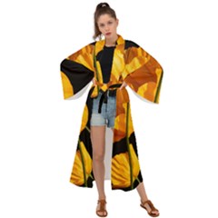 Yellow Poppies Maxi Kimono by Audy