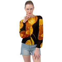 Yellow Poppies Banded Bottom Chiffon Top by Audy