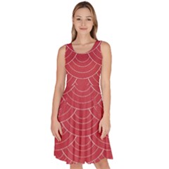 Red Sashiko Knee Length Skater Dress With Pockets by goljakoff