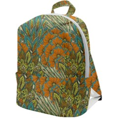 Orange Flowers Zip Up Backpack by goljakoff