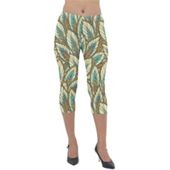 Field Leaves Lightweight Velour Capri Leggings  by goljakoff