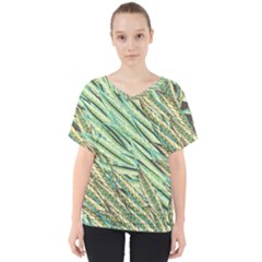 Green Leaves V-neck Dolman Drape Top by goljakoff