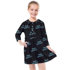 Just Beauty Words Motif Print Pattern Kids  Quarter Sleeve Shirt Dress by dflcprintsclothing