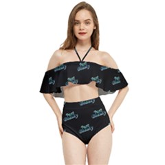 Just Beauty Words Motif Print Pattern Halter Flowy Bikini Set  by dflcprintsclothing