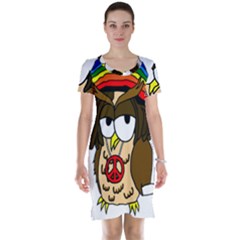  Rainbow Stoner Owl Short Sleeve Nightdress by IIPhotographyAndDesigns