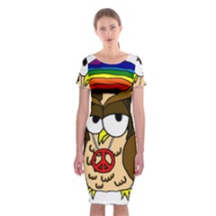  Rainbow Stoner Owl Classic Short Sleeve Midi Dress by IIPhotographyAndDesigns