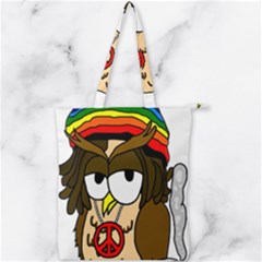  Rainbow Stoner Owl Double Zip Up Tote Bag by IIPhotographyAndDesigns