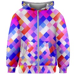 Squares Pattern Geometric Seamless Kids  Zipper Hoodie Without Drawstring by Dutashop