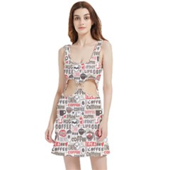 Coffee Love Velvet Cutout Dress by designsbymallika
