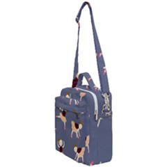 Cute  Pattern With  Dancing Ballerinas On The Blue Background Crossbody Day Bag by EvgeniiaBychkova