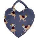 Cute  Pattern With  Dancing Ballerinas On The Blue Background Giant Heart Shaped Tote View1