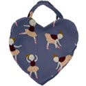 Cute  Pattern With  Dancing Ballerinas On The Blue Background Giant Heart Shaped Tote View2