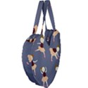 Cute  Pattern With  Dancing Ballerinas On The Blue Background Giant Heart Shaped Tote View4