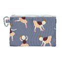 Cute  Pattern With  Dancing Ballerinas On The Blue Background Canvas Cosmetic Bag (Large) View1