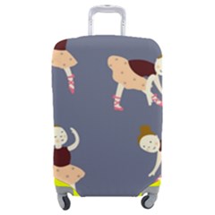 Cute  Pattern With  Dancing Ballerinas On The Blue Background Luggage Cover (medium) by EvgeniiaBychkova