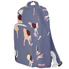 Cute  Pattern With  Dancing Ballerinas On The Blue Background Double Compartment Backpack by EvgeniiaBychkova