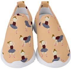 Cute  Pattern With  Dancing Ballerinas On Pink Background Kids  Slip On Sneakers by EvgeniiaBychkova