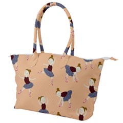 Cute  Pattern With  Dancing Ballerinas On Pink Background Canvas Shoulder Bag by EvgeniiaBychkova