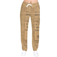 Antique Newspaper 1888 Women Velvet Drawstring Pants by ArtsyWishy