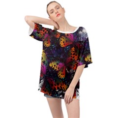 Butterfly Floral Pattern Oversized Chiffon Top by ArtsyWishy