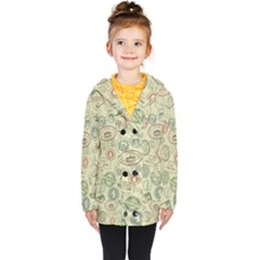 Beige Denim With Logos Kids  Double Breasted Button Coat by ArtsyWishy