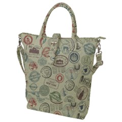 Beige Denim With Logos Buckle Top Tote Bag by ArtsyWishy